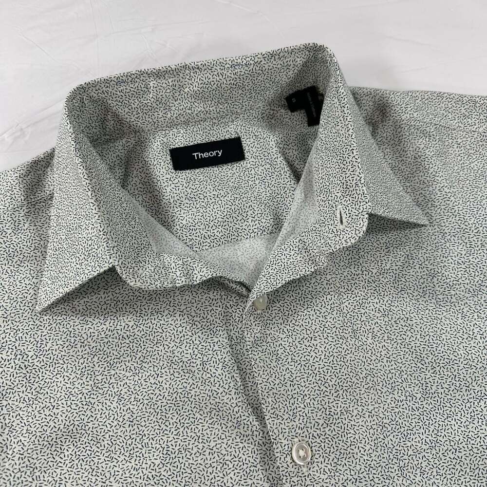 Theory Irving Particle Print Long Sleeve Button Down Mens Size Small Geometric
